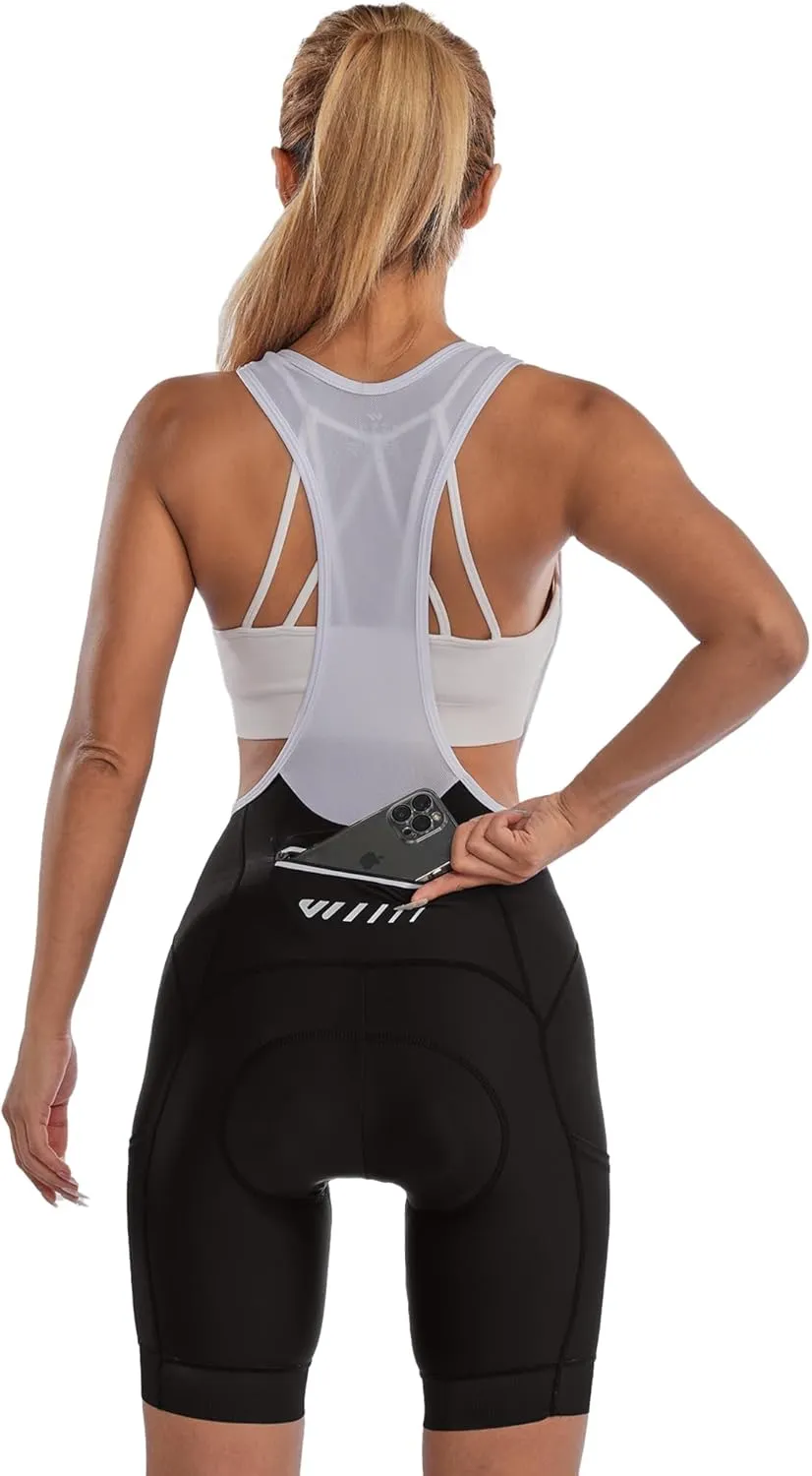 Cycling Bibs Women Padded Bike Shorts Womens Bicycle Shorts with Padding 4D Biking Pants with Mesh Pockets