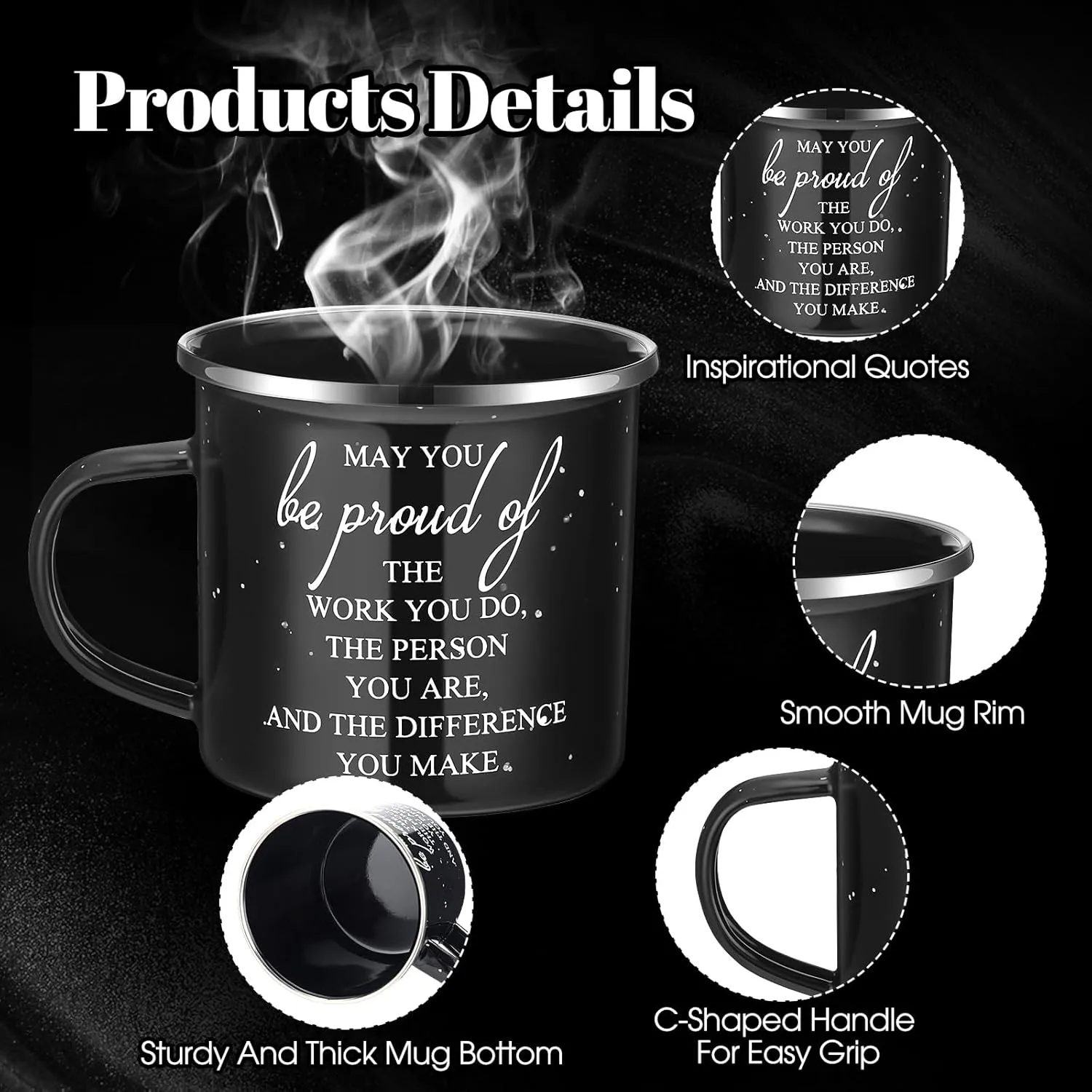 Dandat 3 Pcs Thank You Gift for Men Employee Appreciation Gift Leather Toiletry Bag 12 oz Inspirational Enamel Mug Motivational Keychain May You Be Proud Sign for Coach Men Teacher Male Staff(Black)