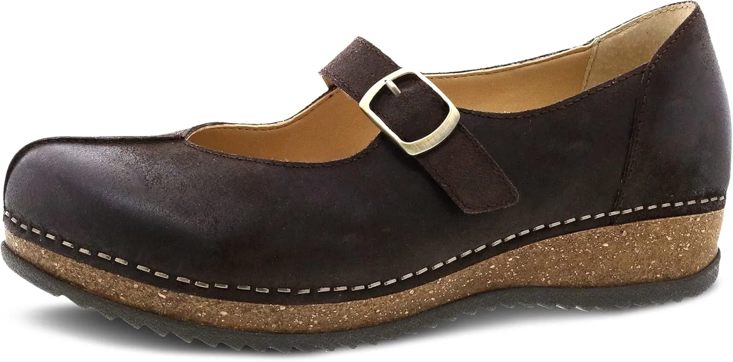 Dansko Women's Mika Mary Jane - Dual Density Cork/EVA Midsole and Lightweight Rubber Outsole Provide Durable and Comfortable Ride on Patented Stapled Construction