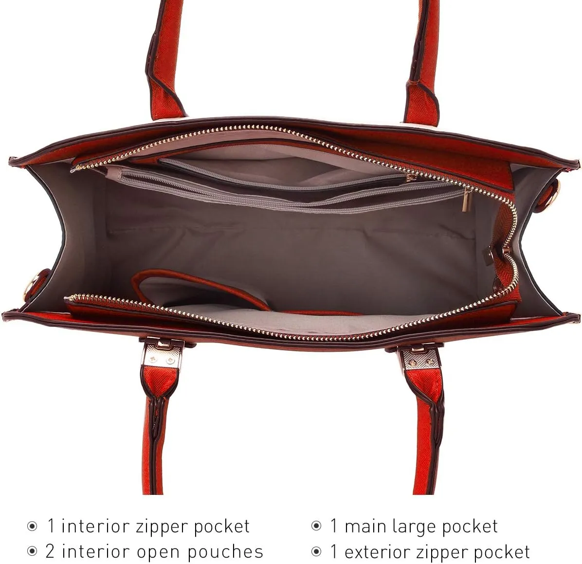 Dasein Women Large Handbag Purse Vegan Leather Satchel Work Bag Shoulder Tote with Matching Wallet