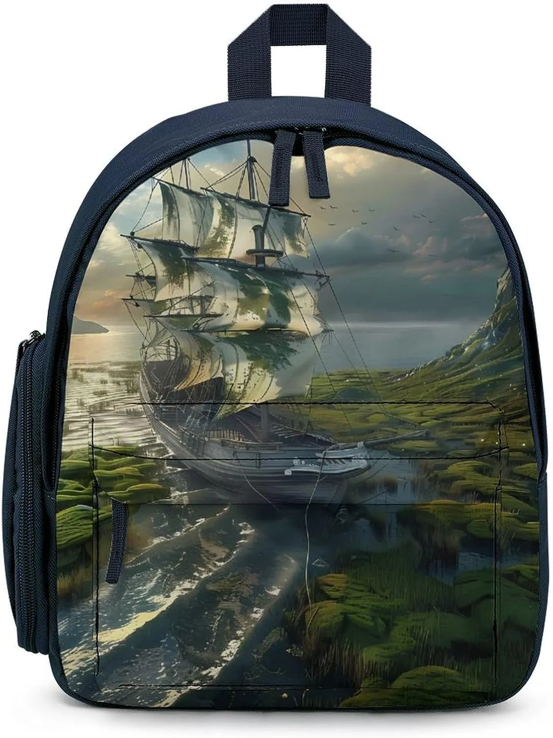 Dawn Ship Sea Navigation Laptop Backpack 12.6 Inch Lightweight Travel Daypack Bookbag Blue-style