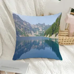 Decorative Throw Pillow Cover Cushion Case Velvet Remarkable Scenery Alpine Lakes Landscape Northwest with Wilderness Cascade Nature Parks Outdoor Pillow Cover 24 x 24 Inches for Sofa Bedroom