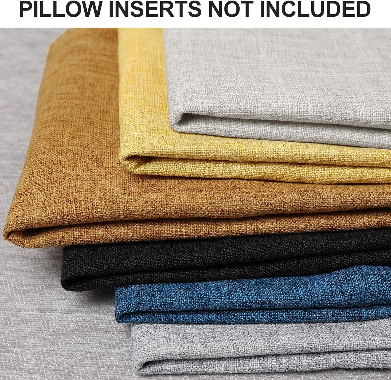decorUhome Decorative Outdoor Throw Pillow Covers 18x18 Set of 2, Square Linen Rustic Neutral Farmhouse Pillow Covers with Stitched Edge for Couch, Sofa, Living Room, Mustard Yellow