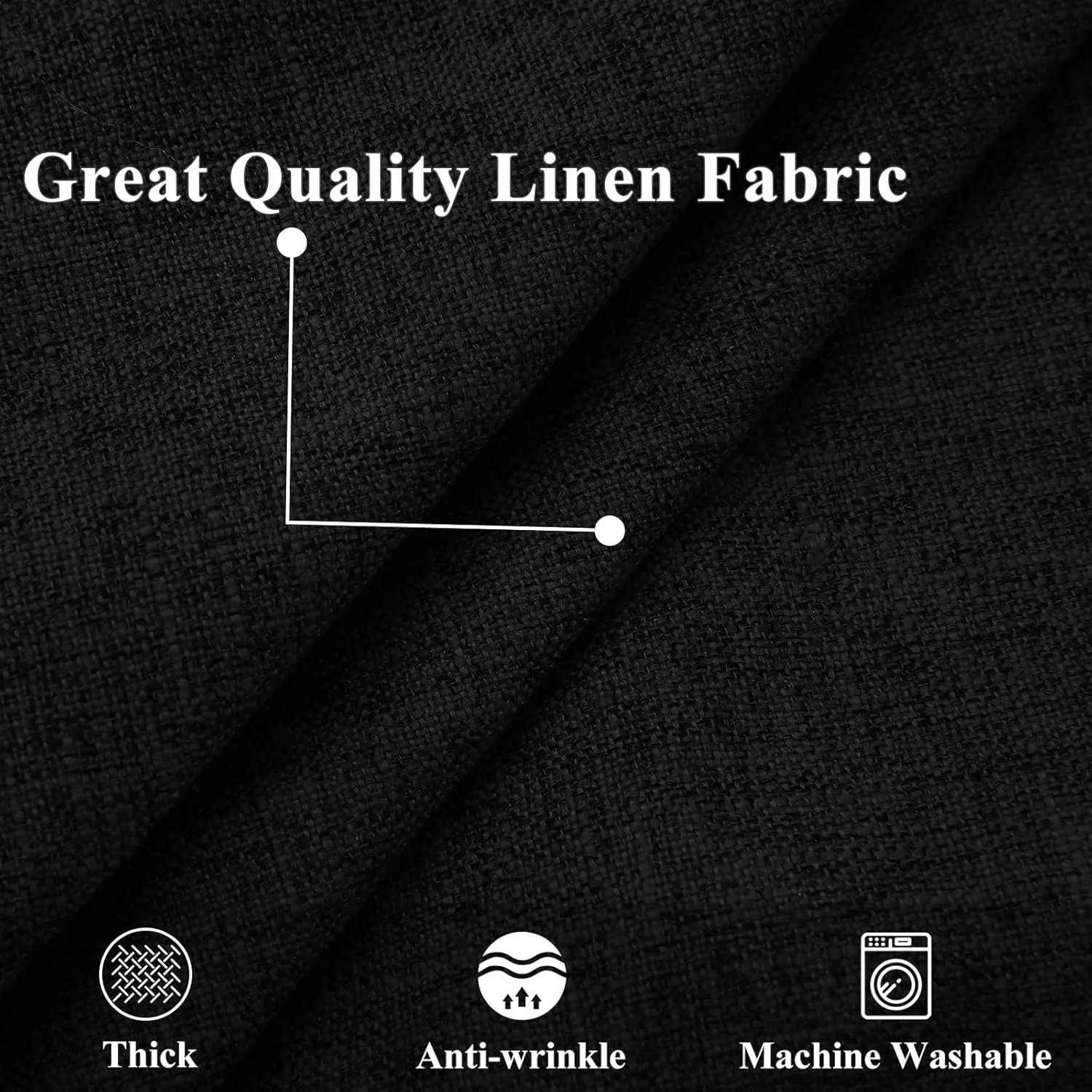 decorUhome Decorative Outdoor Throw Pillow Covers 26x26 Set of 2, Square Linen Rustic Neutral Farmhouse Pillow Covers with Stitched Edge for Couch, Sofa, Living Room, Black