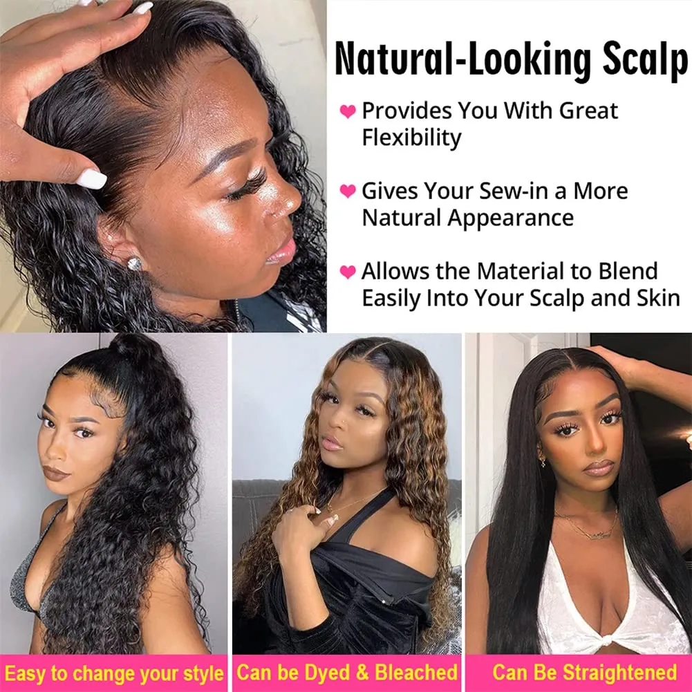 Deep Wave Lace Front Wigs Human Hair 180 Density 13x4 HD Transparent Frontal Wigs Human Hair for Women Deep Curly Glueless Wigs Human hair Pre Plucked with Baby Hair Natural Black 20Inch