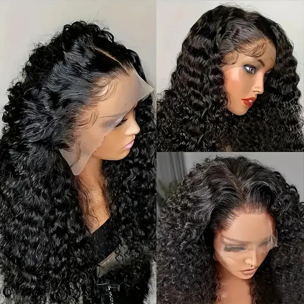 Deep Wave Lace Front Wigs Human Hair Pre Plucked 16 Inch 13x4 Lace Frontal Closure Wig for Black Women Human Hair Glueless Deep Curly Lace Front Wig Human Hair Wig With Baby Hair