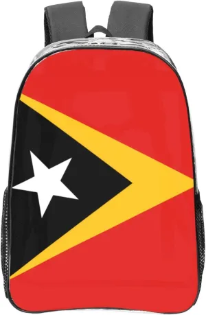 Democratic Republic Of Timor-Leste Transparent Backpack-16-Inch Pvc Clear Backpack With Side Pockets,Black