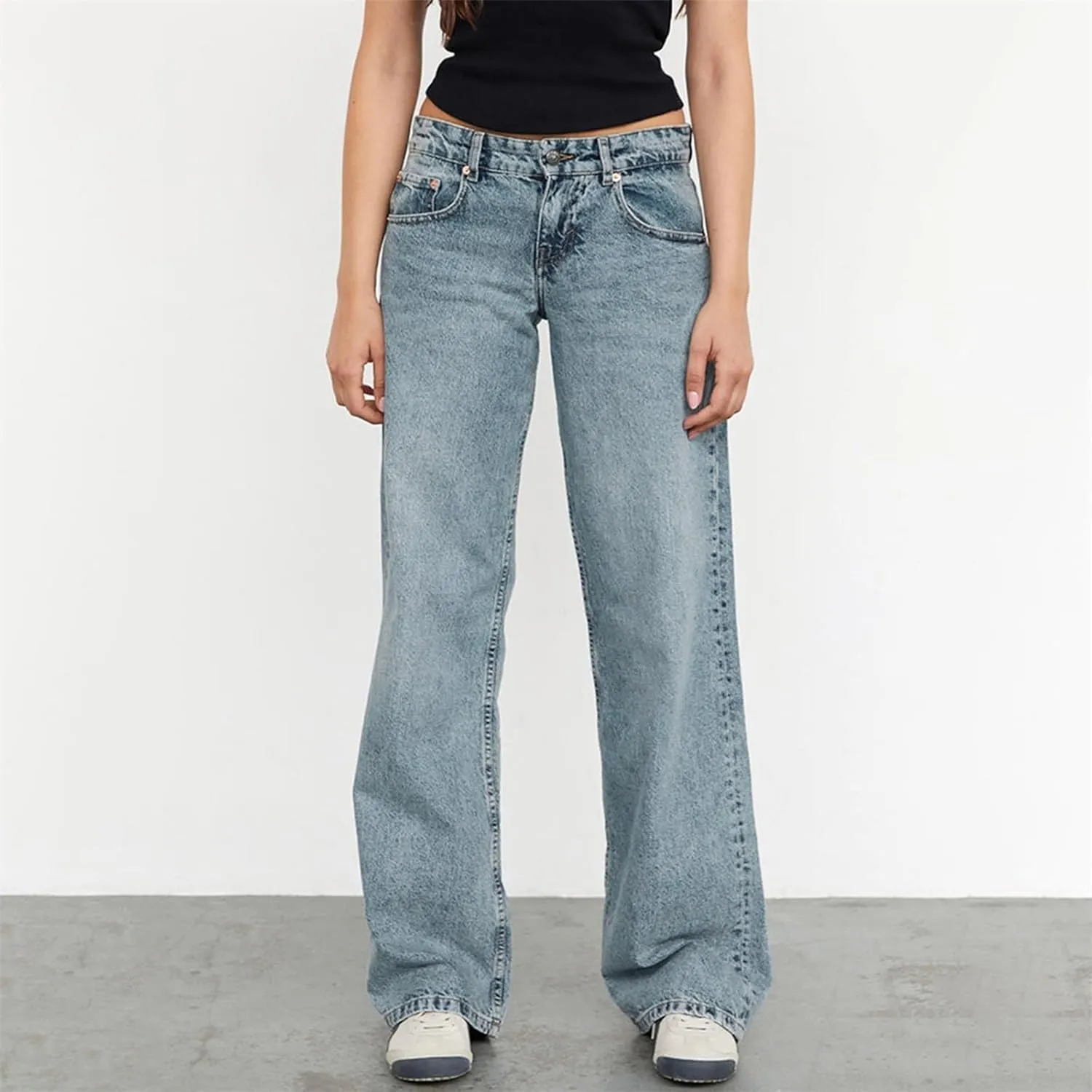 Denim Sweatpants Jeans for Women Boyfriend High Waited Baggy Wide Leg Jeans Y2k Streetwear Loose Denim Pants Pocket
