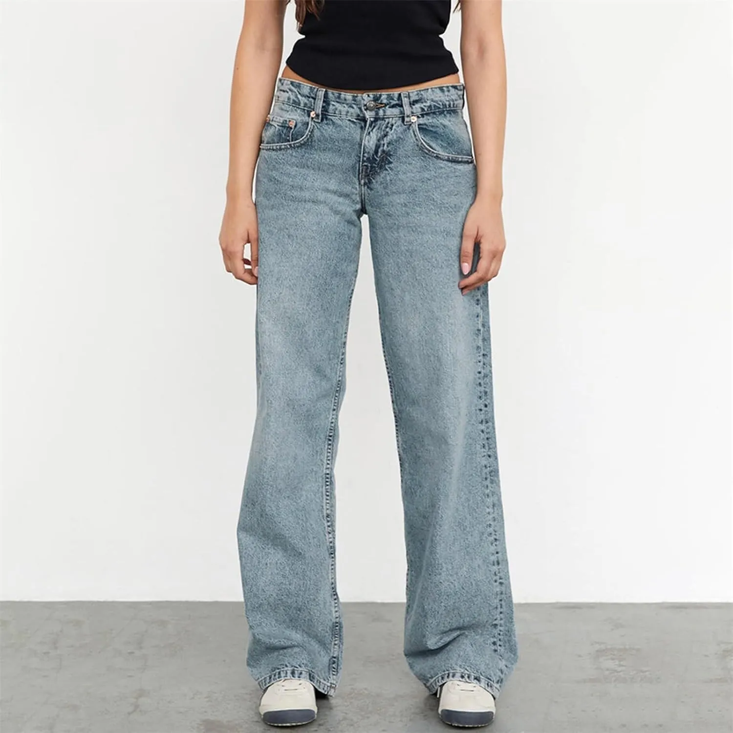 Denim Sweatpants Jeans for Women Boyfriend High Waited Baggy Wide Leg Jeans Y2k Streetwear Loose Denim Pants Pocket