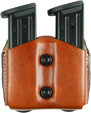 DeSantis Double Magazine Pouch - Pistol Magazine Holder, Double Mag Pouch, Concealed Leather Pouch, Compatible with Most Single Stack 10MM/45CAL, Magazines, S&W M&P SHIELD 9/40 - Ambidextrous, Tan