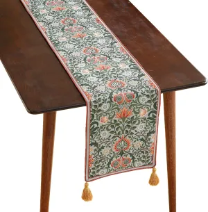 Designer Elegant Linen Table Runner 87 Inches, Colorful Flower Pattern Long Soft Table Runners for Thanksgiving,Dining Room,Banquet,Holiday,Christmas,New Year,12"*87"