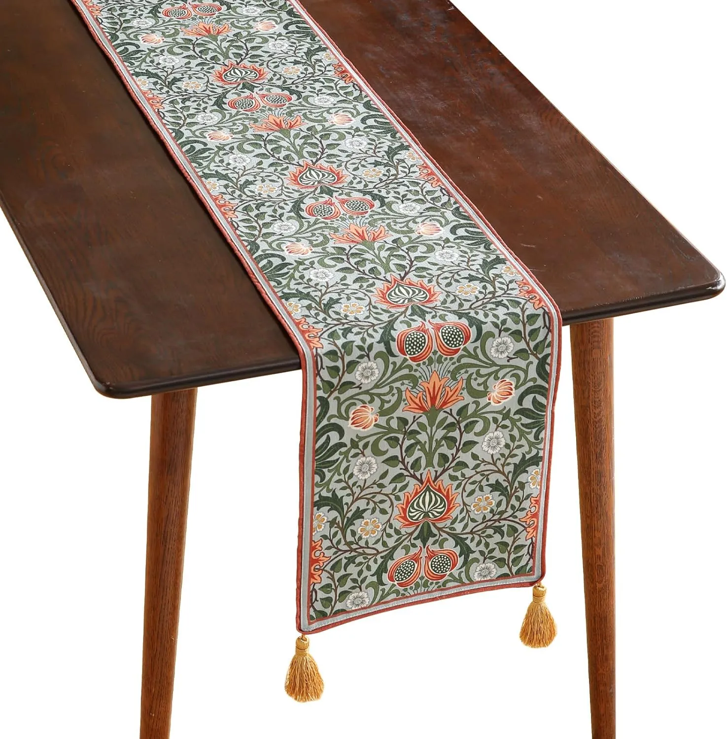 Designer Elegant Linen Table Runner 87 Inches, Colorful Flower Pattern Long Soft Table Runners for Thanksgiving,Dining Room,Banquet,Holiday,Christmas,New Year,12"*87"