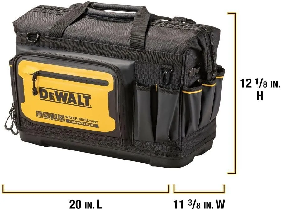 DEWALT Tool Bag, Water Resistant, Hard Bottom, 20-inch, Professional Tool Tote with Organization (DWST560104)