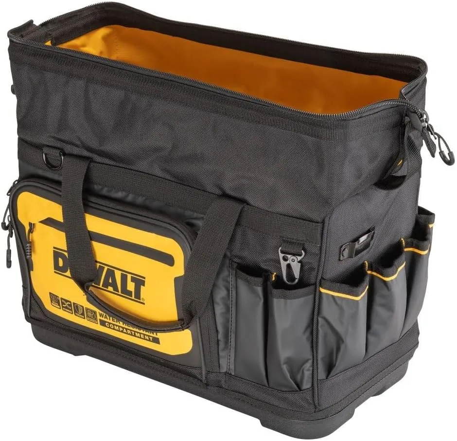 DEWALT Tool Bag, Water Resistant, Hard Bottom, 20-inch, Professional Tool Tote with Organization (DWST560104)