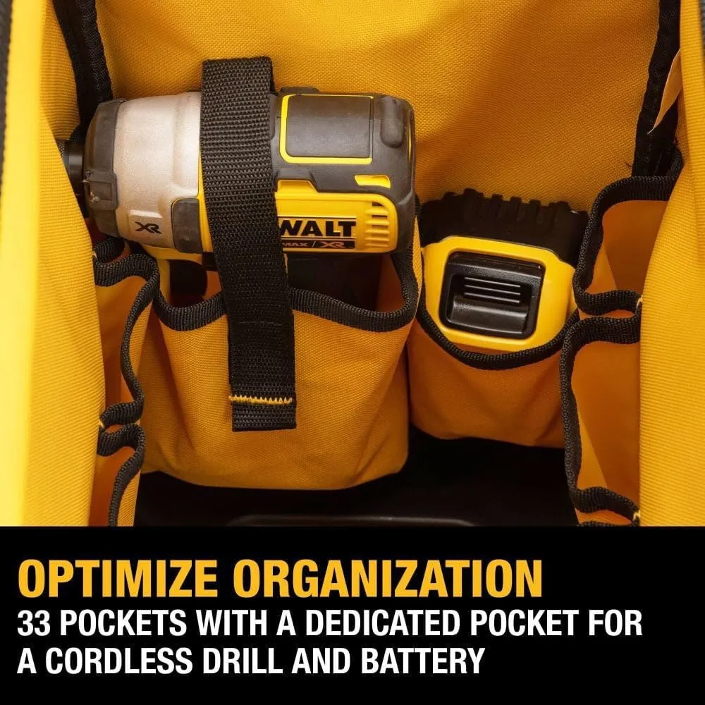 DEWALT Tool Bag, Water Resistant, Hard Bottom, 20-inch, Professional Tool Tote with Organization (DWST560104)