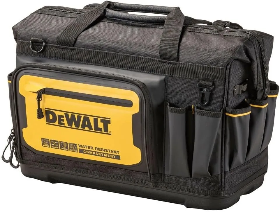 DEWALT Tool Bag, Water Resistant, Hard Bottom, 20-inch, Professional Tool Tote with Organization (DWST560104)