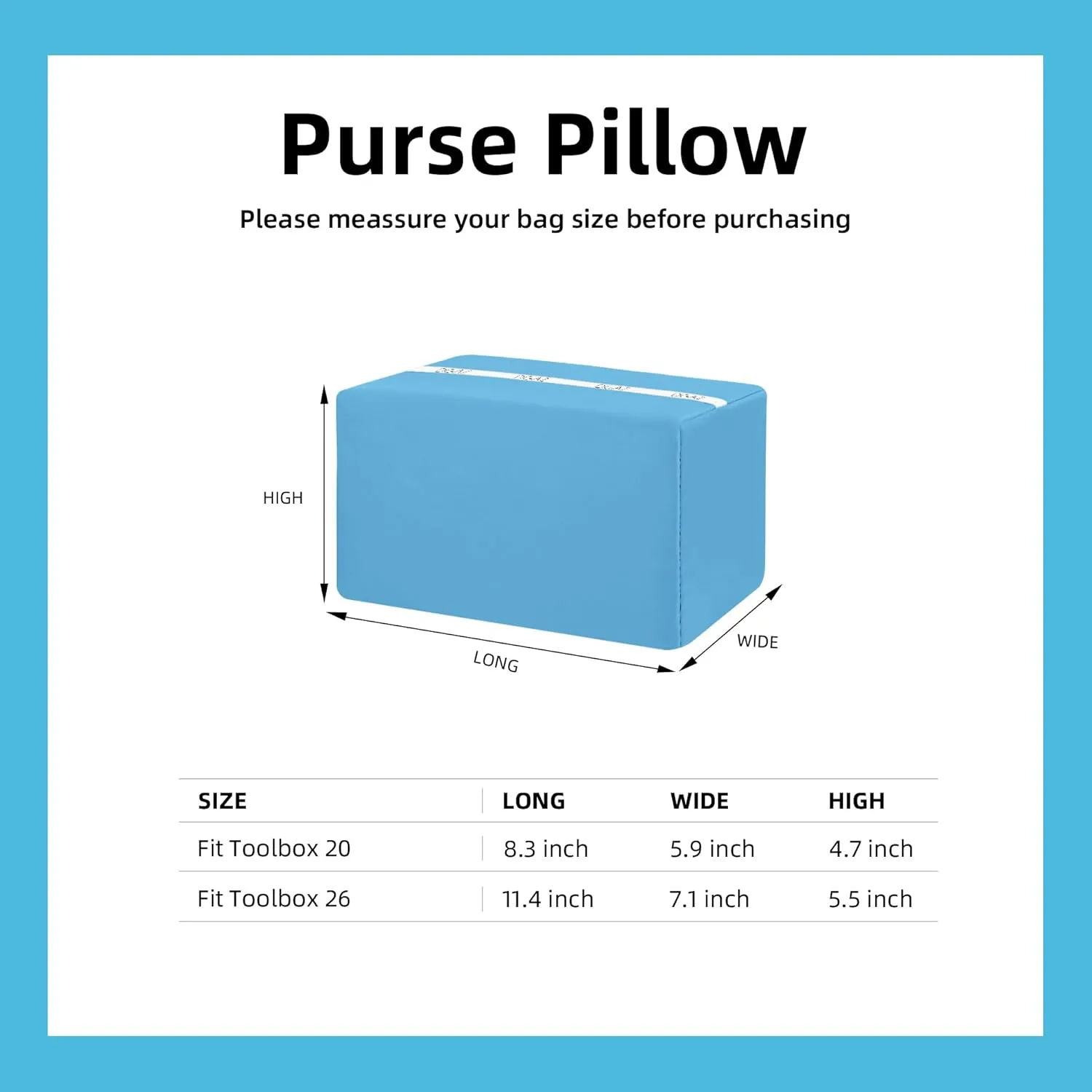 DGAZ Purse Pillow Shaper Insert for Hermes Toolbox Bags, Silky Pillow Shaper for Luxury Handbags(Blue du nord,Toolbox 26)