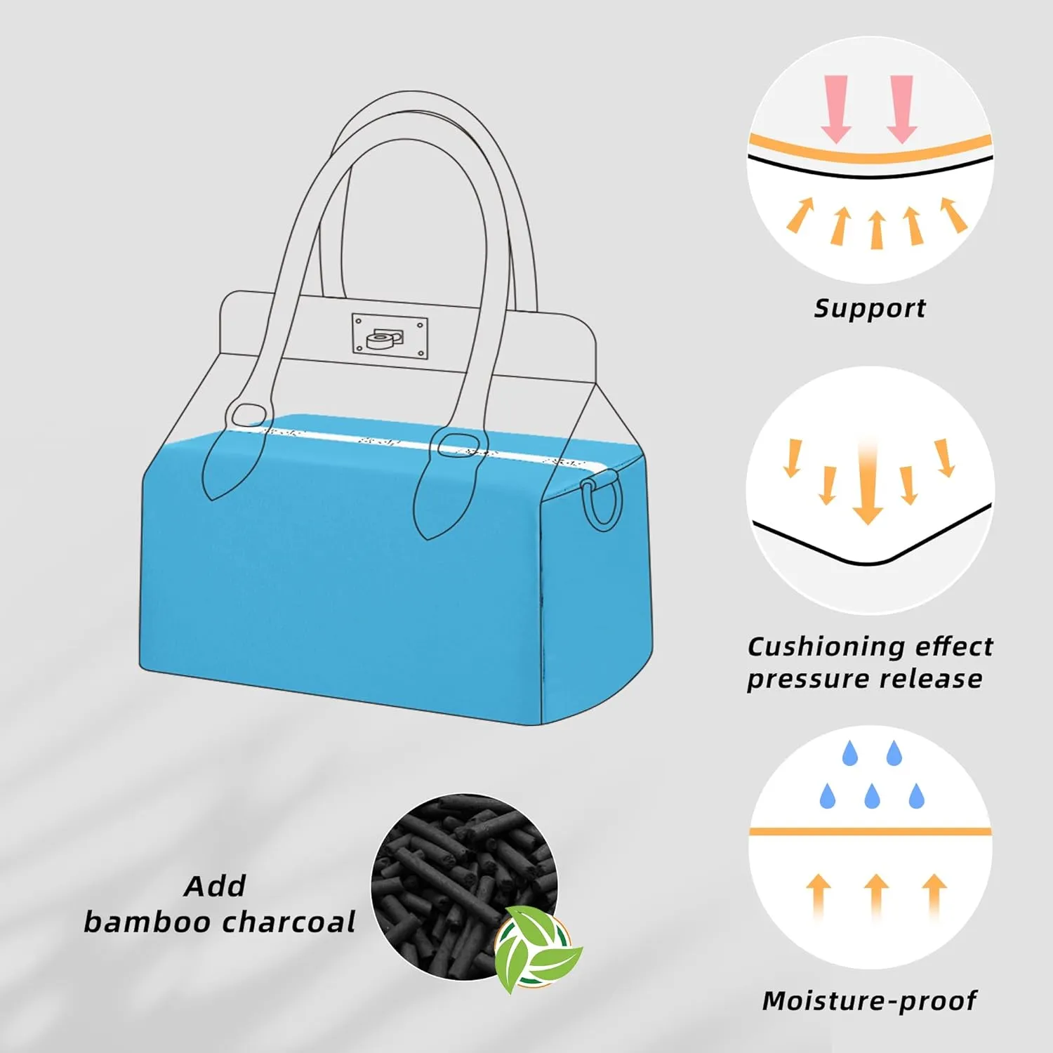 DGAZ Purse Pillow Shaper Insert for Hermes Toolbox Bags, Silky Pillow Shaper for Luxury Handbags(Blue du nord,Toolbox 26)