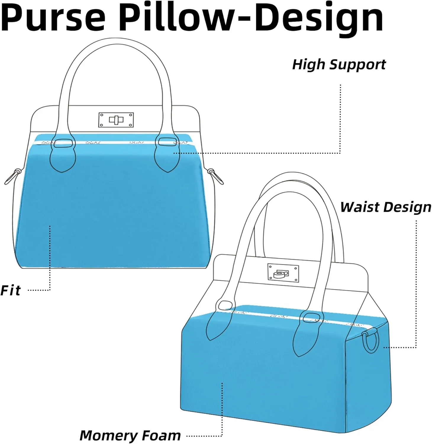 DGAZ Purse Pillow Shaper Insert for Hermes Toolbox Bags, Silky Pillow Shaper for Luxury Handbags(Blue du nord,Toolbox 26)