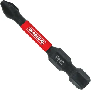 Diablo Phillips Drive Bits with Anti-Slip Tip for Installing and Removing Fasteners - Impact Strong, 1/4" Hex Shank, PH2 Screwdriver Head, 2" Length, 100-Pack - DPH22P100