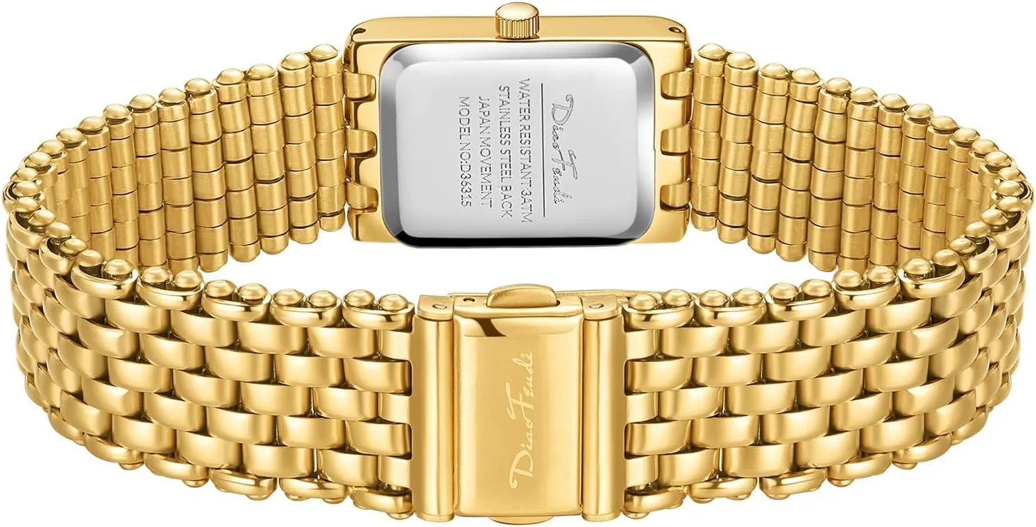 Diaofendi Gold Watches for Women Luxury Ladies Quartz Wrist Watches Stainless Steel Bracelet,Vintage Fashion Womens Gold Watch,Bracelet Adjustment Tool Included,Water Resistant