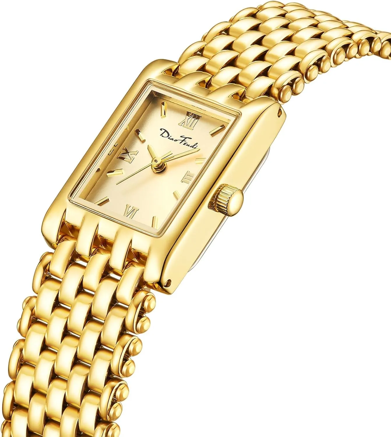 Diaofendi Gold Watches for Women Luxury Ladies Quartz Wrist Watches Stainless Steel Bracelet,Vintage Fashion Womens Gold Watch,Bracelet Adjustment Tool Included,Water Resistant