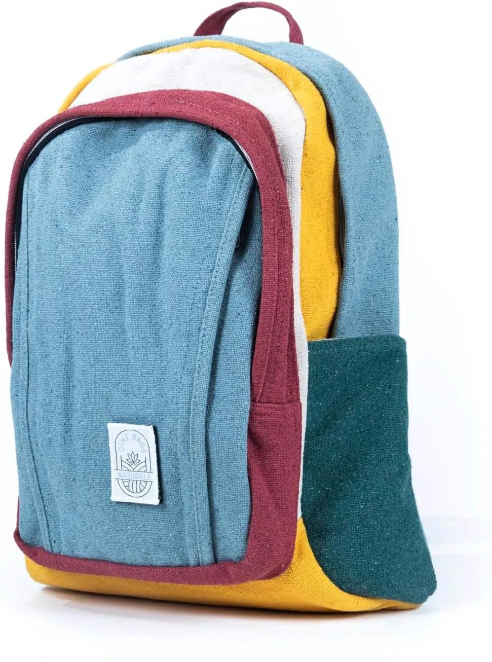 DIME BAGS Naturals | The Pioneer | 100% Hemp Large Multi-Pocket Backpack (Boho Blue)