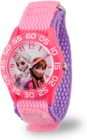 Disney Frozen Kids' Plastic Time Teacher Analog Quartz Nylon Strap Watch