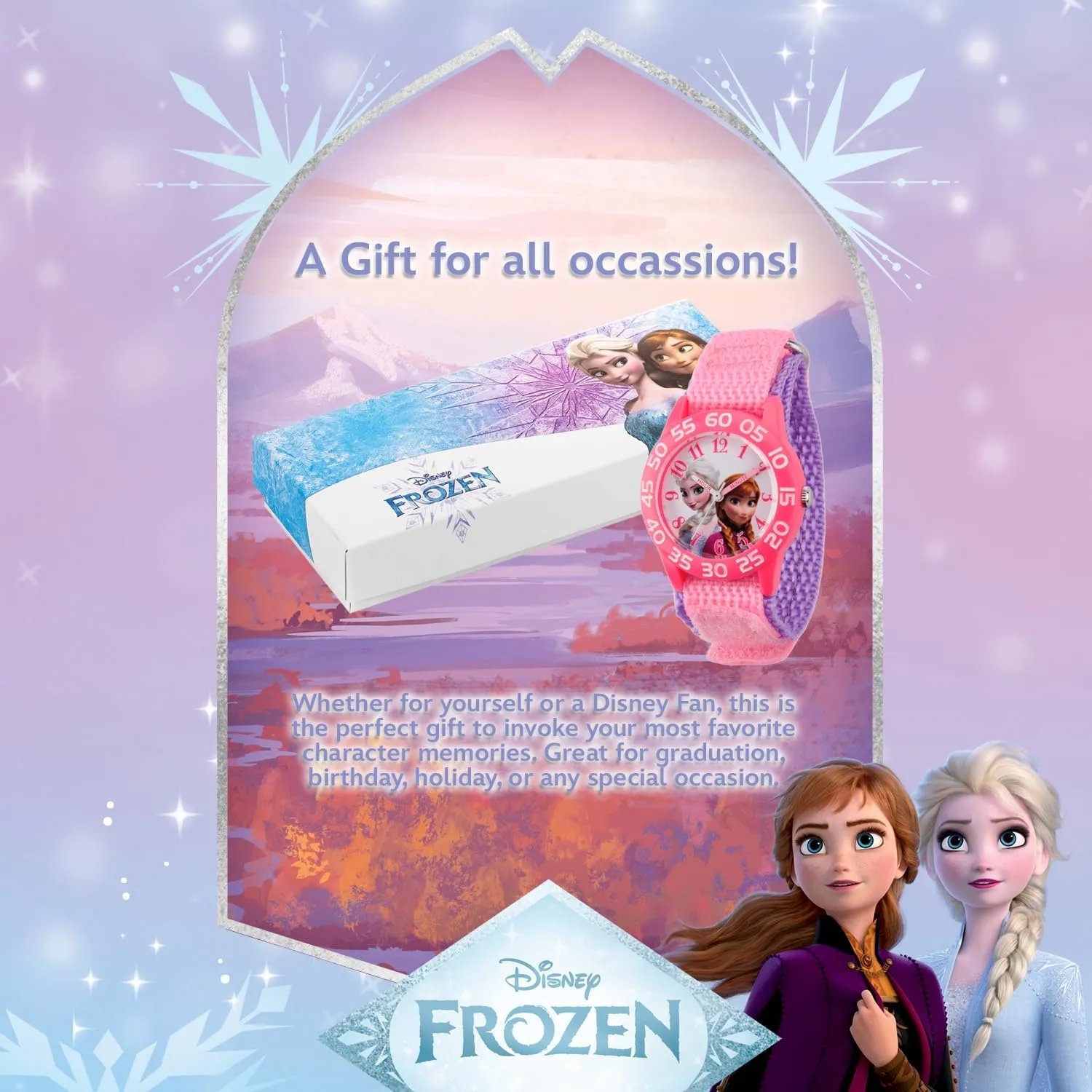 Disney Frozen Kids' Plastic Time Teacher Analog Quartz Nylon Strap Watch