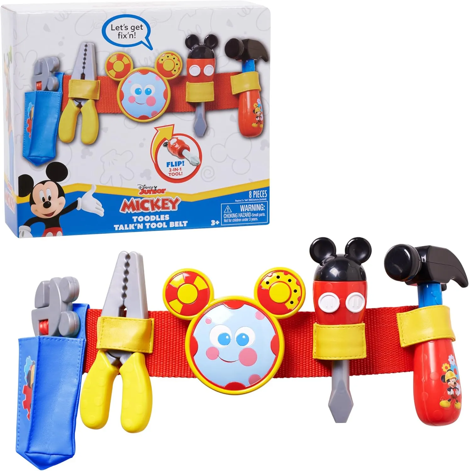 Disney Mickey Toodles Talk'n Toolbelt and Kids Play Tool Accessories for Dress Up and Pretend Play, Kids Toys for Ages 3 Up by Just Play