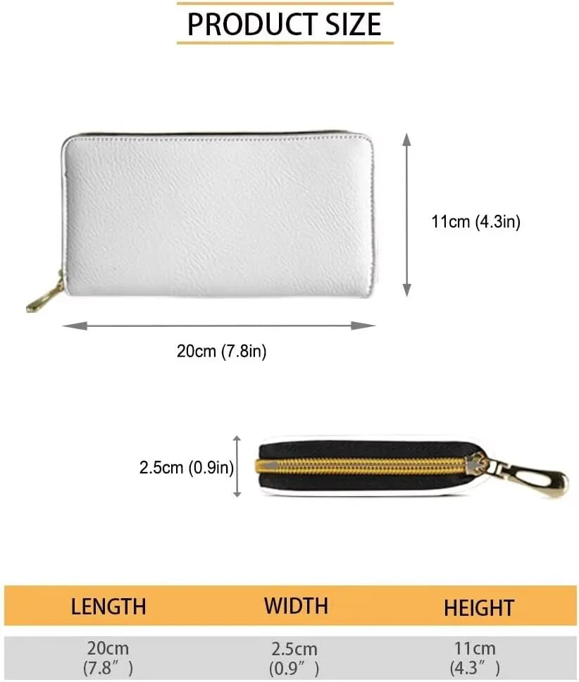 doginthehole Leather Wallets for Women, American Flag Sunflowers Yaks Long Wallet for Ladies Zipper Coin Purse Credit Card Holder