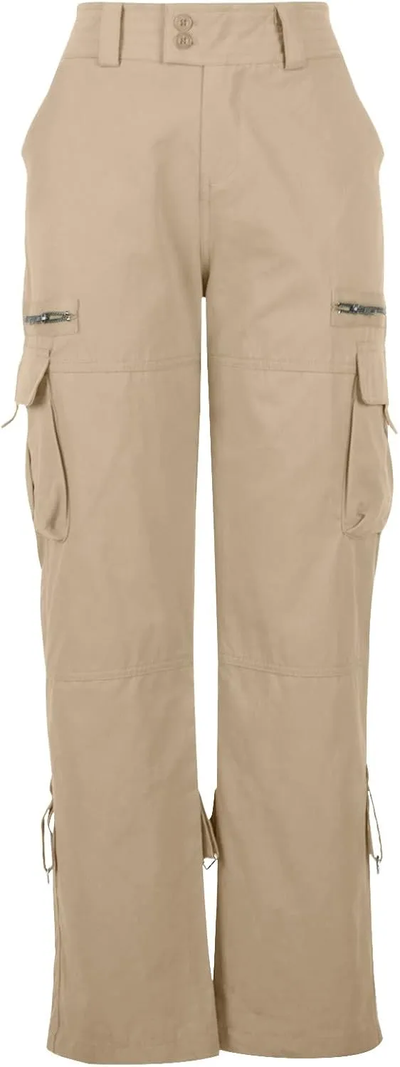 DOLKFU Women Wide Straight Leg Casual Cargo Pants High Waist Relaxed Fit Trousers Trendy Pants Multi-Pockets