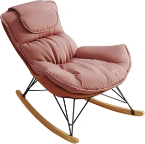 Donext Rocking Papasan Chair, comfortable and breathable, Comfy Indoor and Outdoor Lounge Chair with Thick Cushion for Bedroom, Living Room, Patio, Porch, Garden, Deck, Lawn, Pink