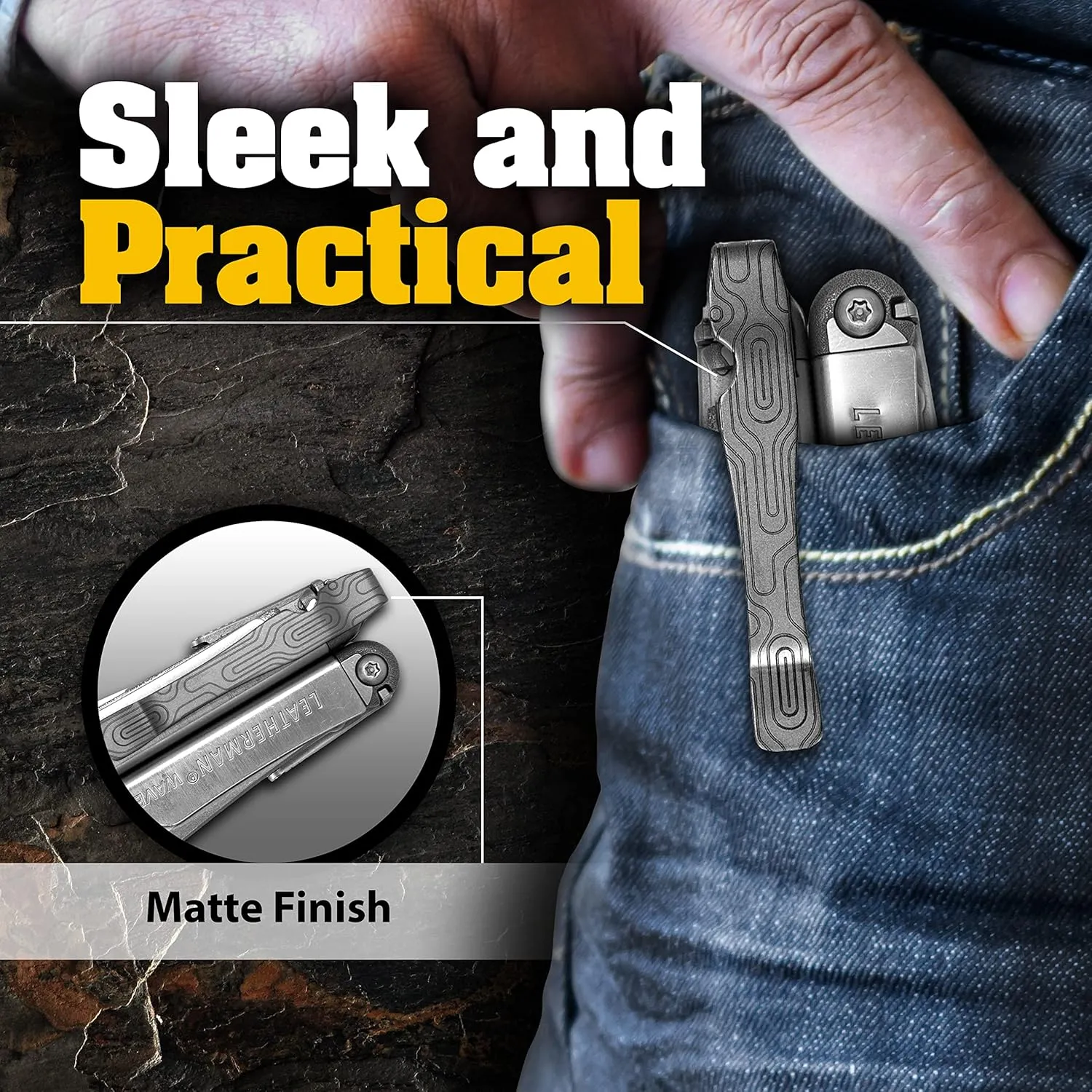 Donk! Pocket Clip for Leatherman Wave, Wave Plus , Surge & Charge AL, ALX, Ti, XTi - Titanium TC4 - Custom Designs - Quick Release - Extra Carry Options 'Norwegian Wood’