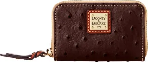 Dooney & Bourke Wallet, Ostrich Large Zip Around Credit Card Case Wallet - Brown