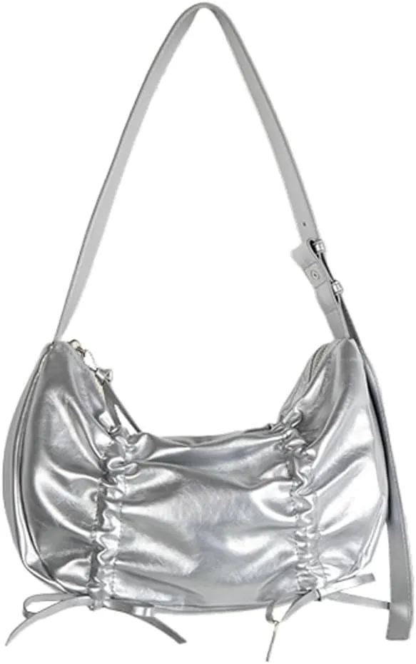 Drawstring Fold Bow Shoulder Bag for Women, Summer Elegant & Versatile Underarm Purse, Chic Dumpling Crossbody Bag