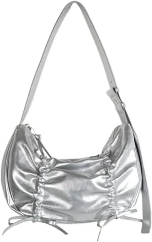 Drawstring Fold Bow Shoulder Bag for Women, Summer Elegant & Versatile Underarm Purse, Chic Dumpling Crossbody Bag
