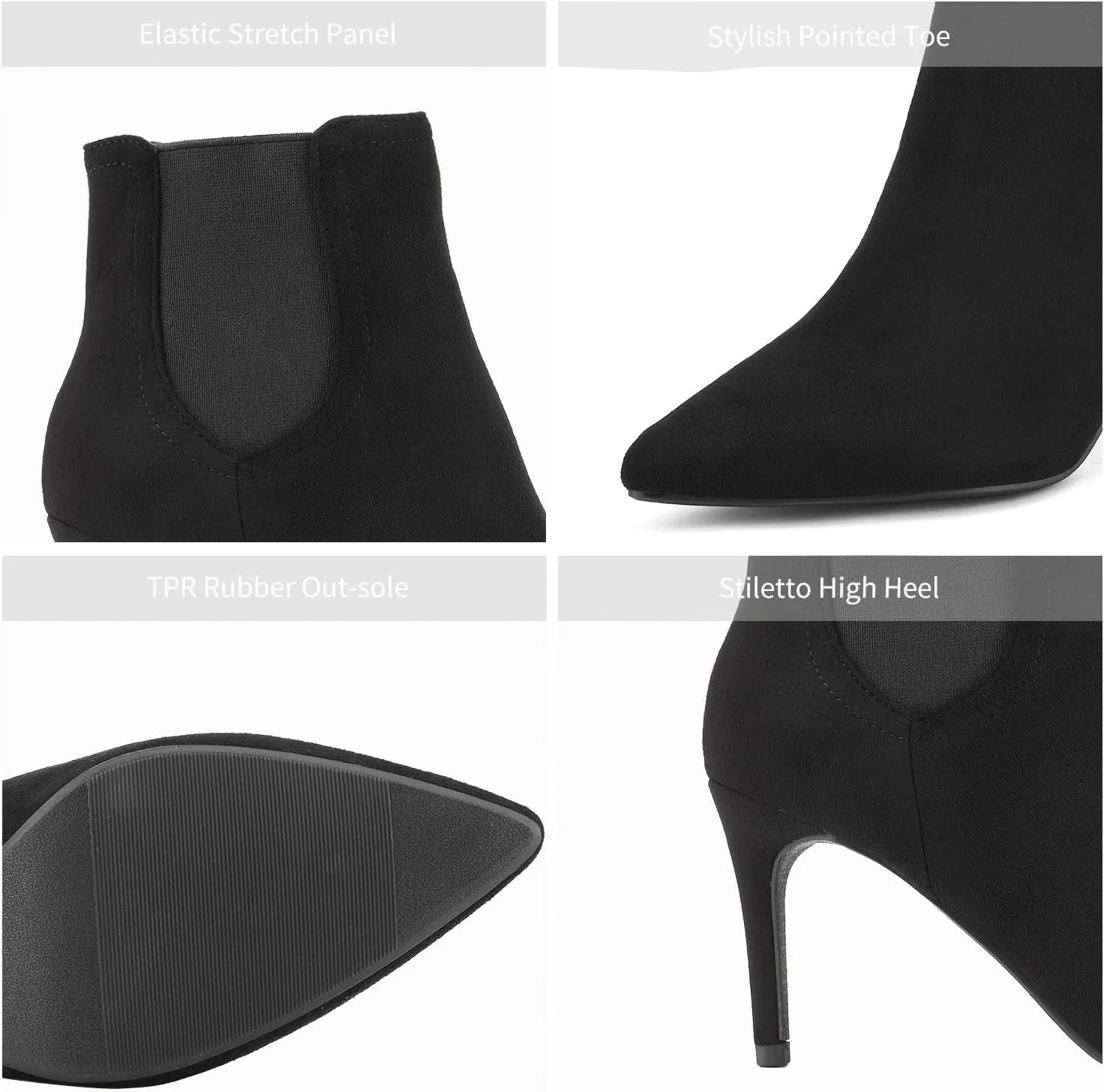 DREAM PAIRS Women's Pointed Toe Stiletto High Heel Ankle Booties