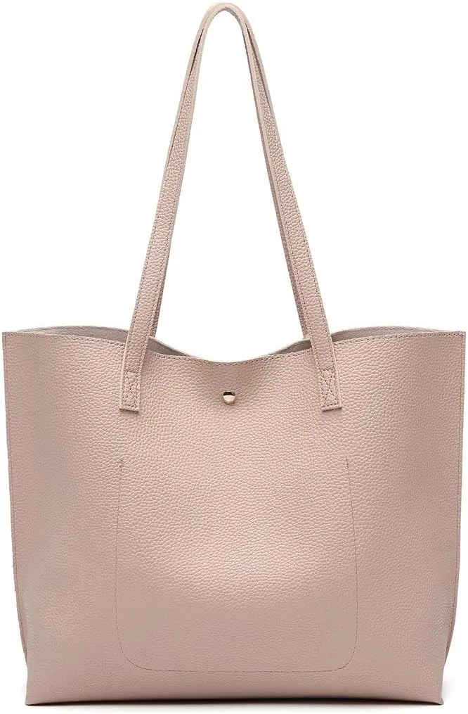 Dreubea Women's Soft Faux Leather Tote Shoulder Bag from, Big Capacity Tassel Handbag