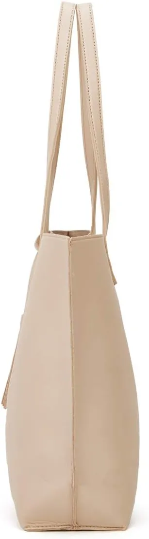 Dreubea Women's Soft Faux Leather Tote Shoulder Bag from, Big Capacity Tassel Handbag
