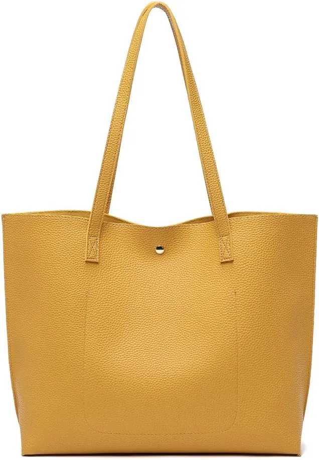 Dreubea Women's Soft Faux Leather Tote Shoulder Bag from, Big Capacity Tassel Handbag