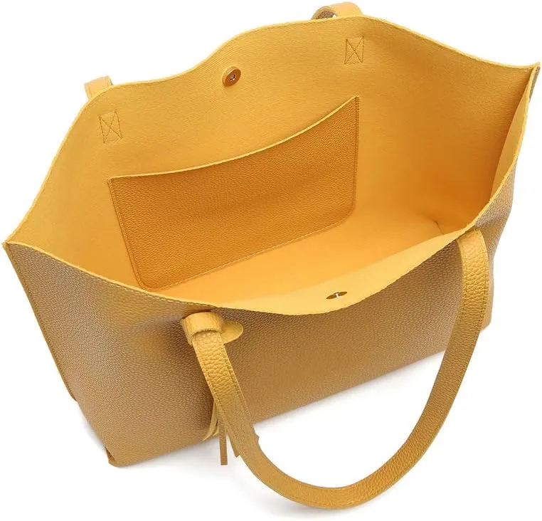 Dreubea Women's Soft Faux Leather Tote Shoulder Bag from, Big Capacity Tassel Handbag