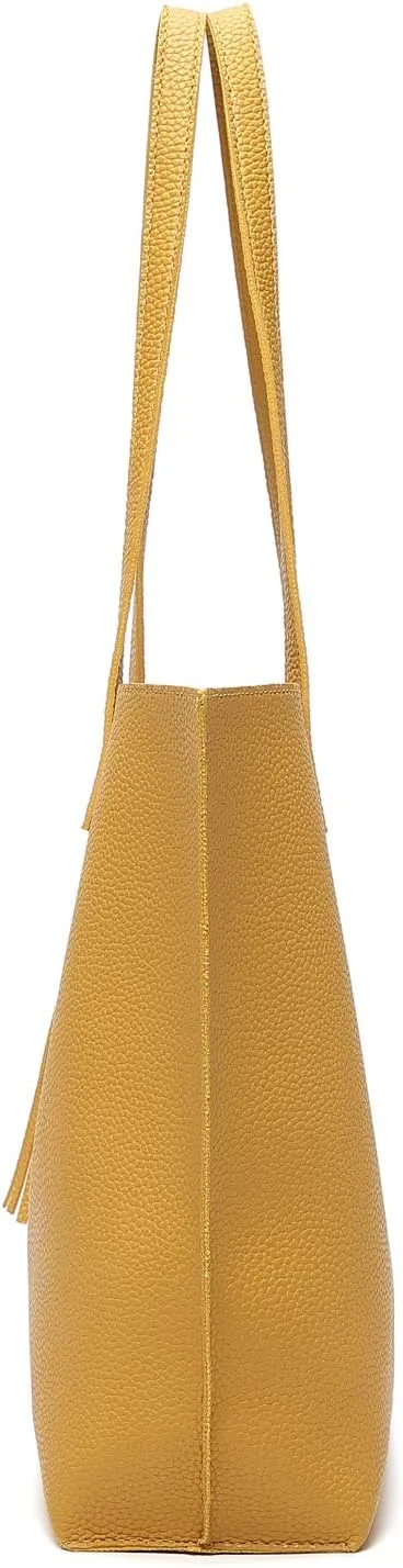 Dreubea Women's Soft Faux Leather Tote Shoulder Bag from, Big Capacity Tassel Handbag