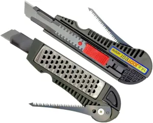 Drywall 4 in 1 Multi Knife Drywall Multi Tool Drywall Rasp Plaster Planer Jab Saw Tape Measure Hook 18mm SK-2 with High Durability Blade Best Premium utility knife