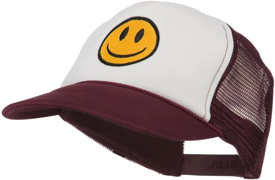 e4Hats.com Smile Face Embroidered Foam Mesh Back Cap
