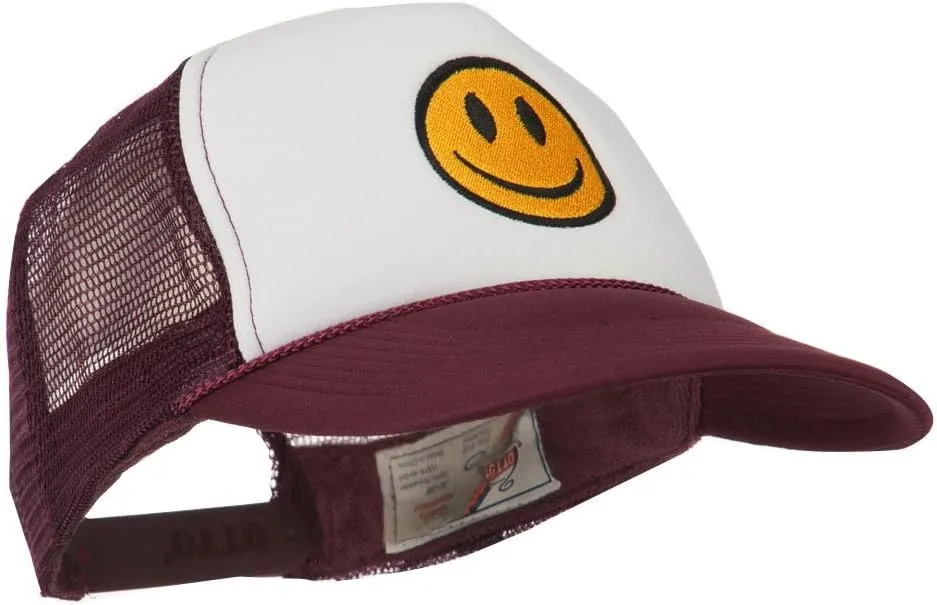 e4Hats.com Smile Face Embroidered Foam Mesh Back Cap