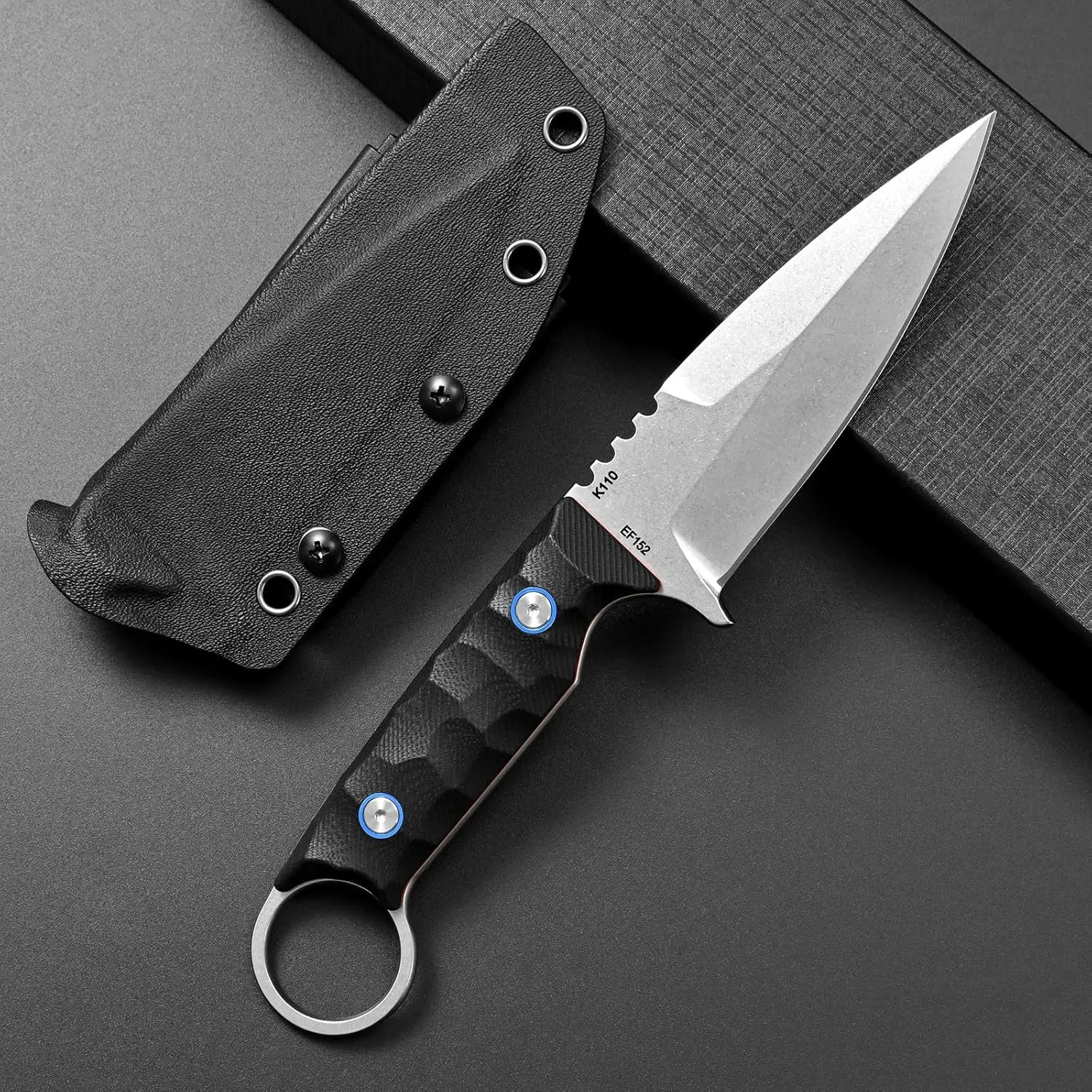 Eafengrow EF152 Fixed Blade Knife K110 Steel Blade G10 Handle Full Tang EDC Tool Knife for Outdoor Working Camping Hiking