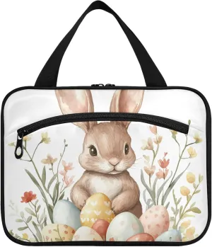 Easter Bunny with Eggs Travel Toiletry Bag for Women & men Hanging Portable Toiletry Bag Large Capacity Travel Bag for Hold Cosmetics Skin Care Products Toiletries Medium