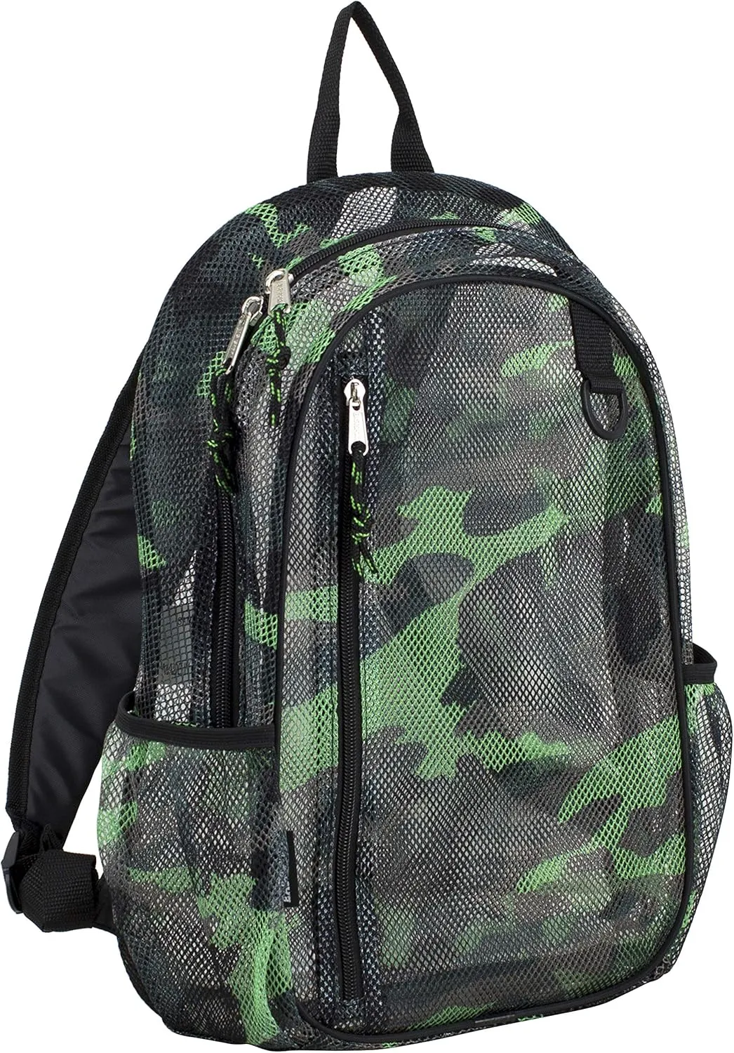 Eastsport Gym Mesh Backpack See Through Semi Transparent with Adjustable Straps for Work, Travel, Security, Swimming and Beach - Camo/Black