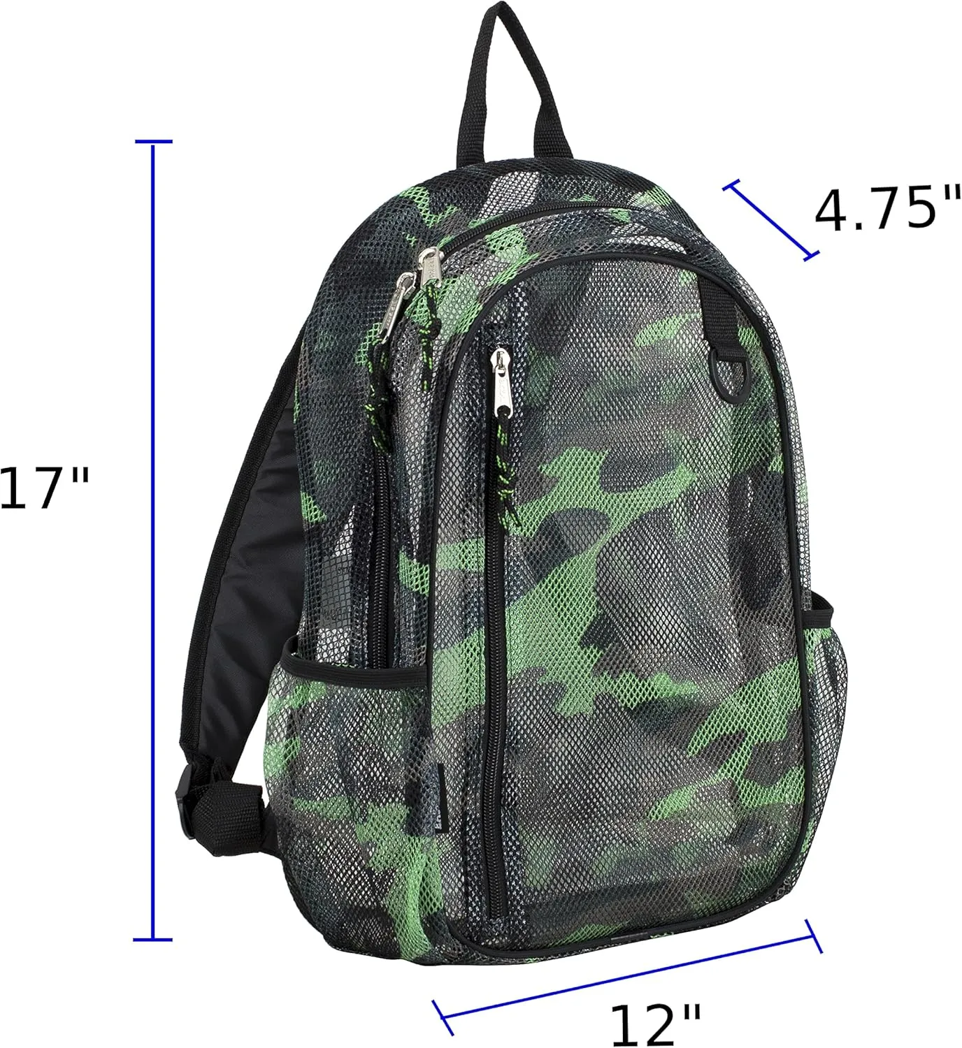 Eastsport Gym Mesh Backpack See Through Semi Transparent with Adjustable Straps for Work, Travel, Security, Swimming and Beach - Camo/Black